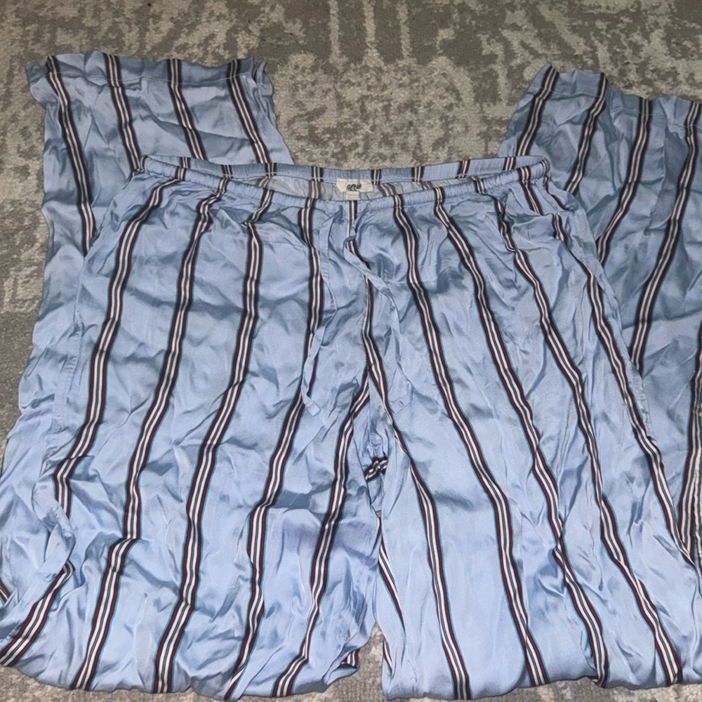 Aerie blue and maroon striped silky pj pants